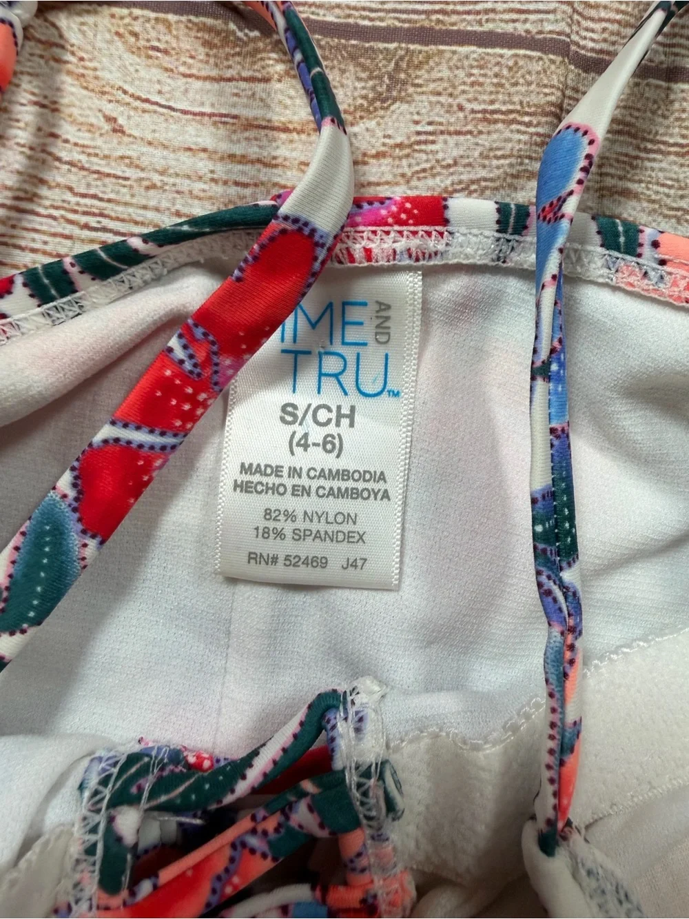 NWOT Floral One-Piece Swimsuit Ladder Front in White,‎ Pink & Blue